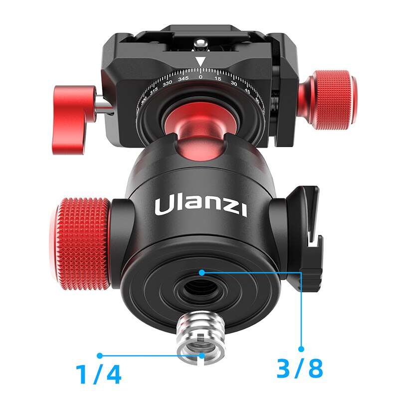 Ulanzi U-70 Metal Ballhead Gimbal Arca Swiss and PD Quick Release Plate Extend Cold Shoe 1/4'' Screw Tripod Mount Max load 20KG