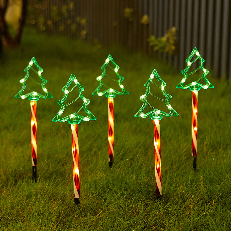 Luces de enchufe Solar para árbol de Navidad, decoración de jardín de Año , luz de ambiente festivo, luces de césped, decoración de entrada, 5 uds.