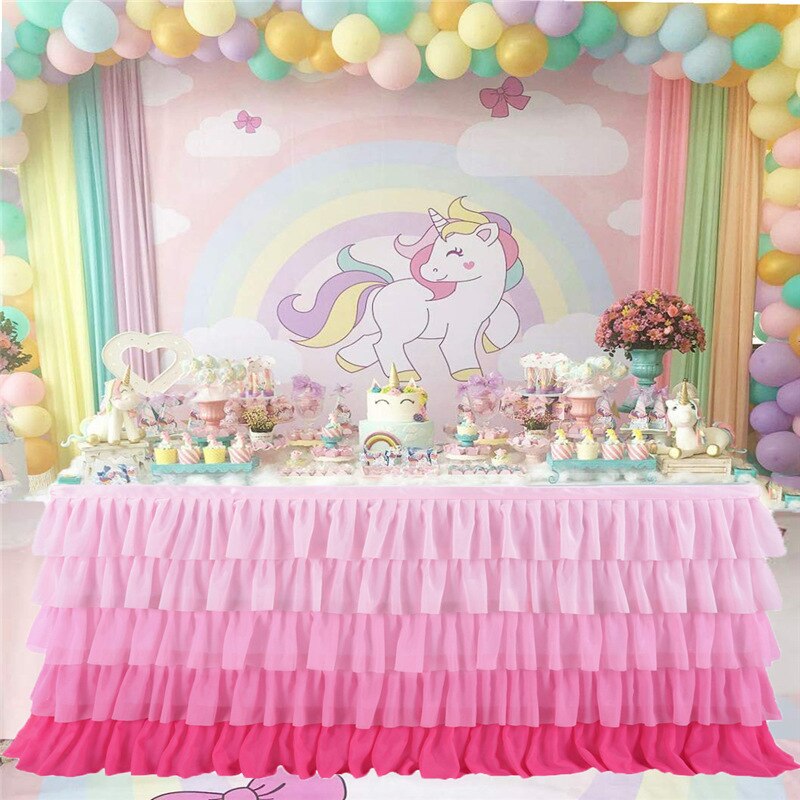 5 schicht Tisch Felsen für Heimat Party Geschirr Tisch Dekoration Ballettröckchen Tüll Bunte Tabelle Felsen für Hochzeit Baby Dusche
