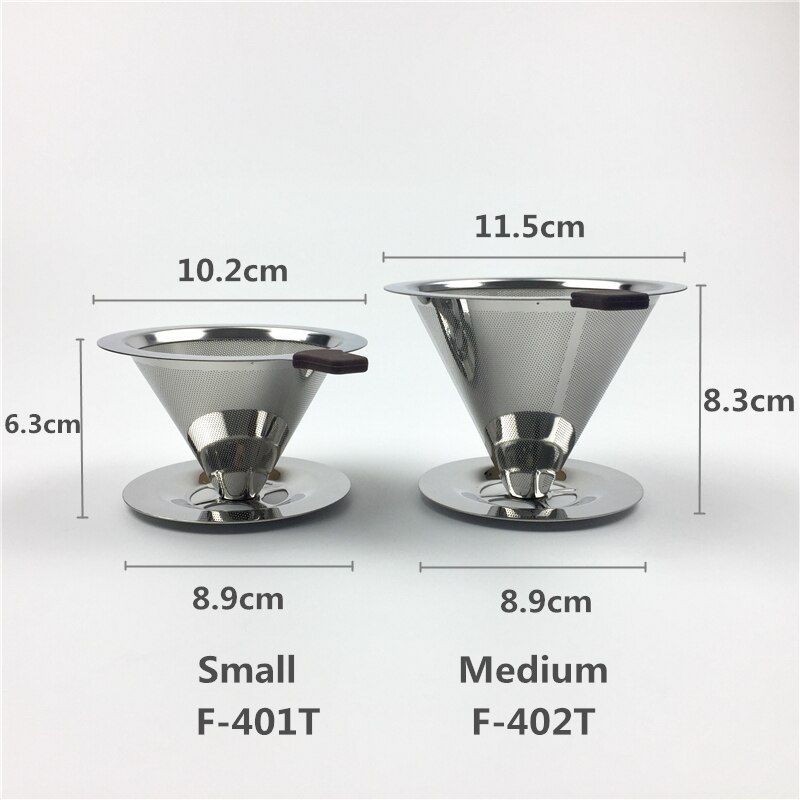 Rustfrit stål kaffefilterholder genanvendelige kaffefiltre drypper  v60 dryppekurve