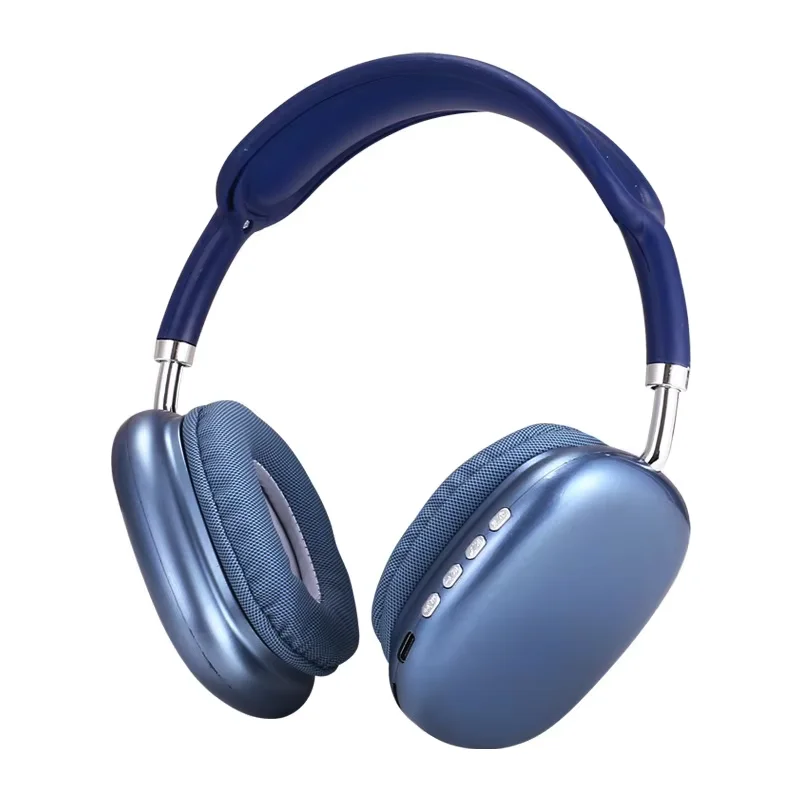 P9 Headphones Bluetooth Wireless Headsets Over-Ear Noise Cancelling Earpieces Stereo Sound Sports Music Gaming Earphones: Blue