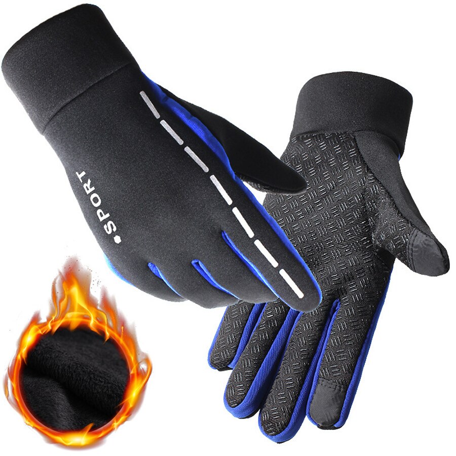 Running Gloves Waterproof Men Women Ladies Warm Fleece Winter Run Gloves Outdoor Sport Touch Screen Fitness Hiking Gloves