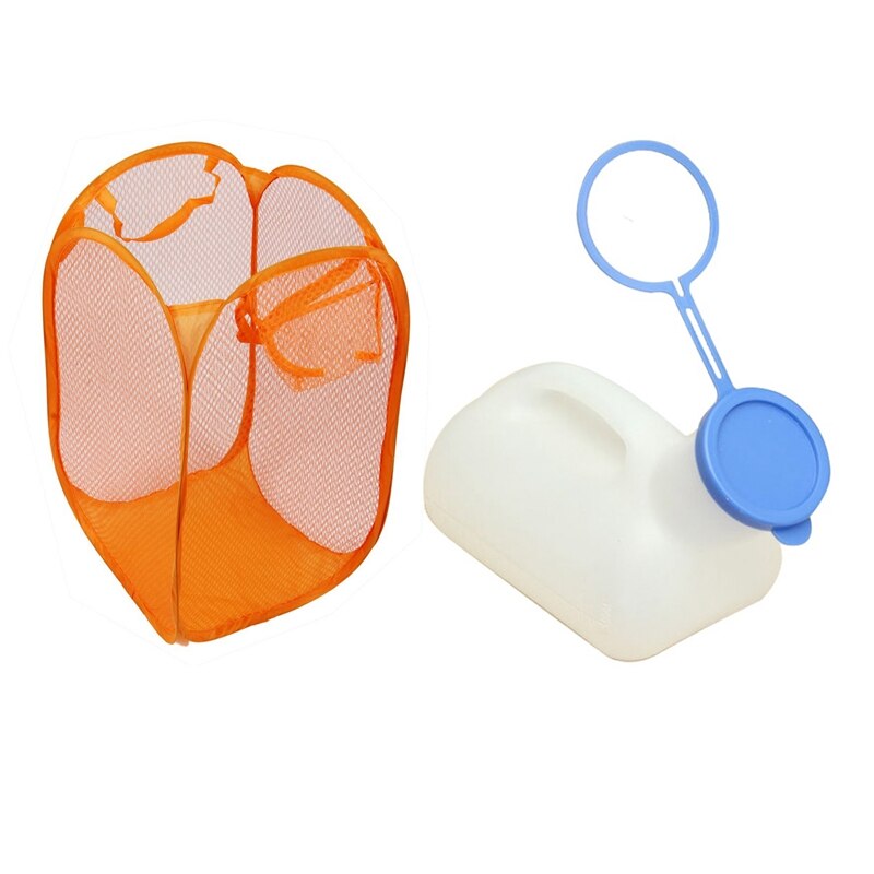 1x Vouwen Wasserij Nylon Netwerk Kleding Wasmand & 1X Vrouwelijke Mannelijke Draagbare Mobiele Wc Autoritten Trave