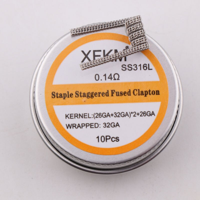 NUOVO XFKM Ni80 Sfalsati Fuso Clapton Prebuilt Colis Nichelcromo 80 Ad Alta Densità Premade Bobina RDA RTA RBA Atomizzatore Bobine di Riscaldamento: staple-sta-fu-316-10