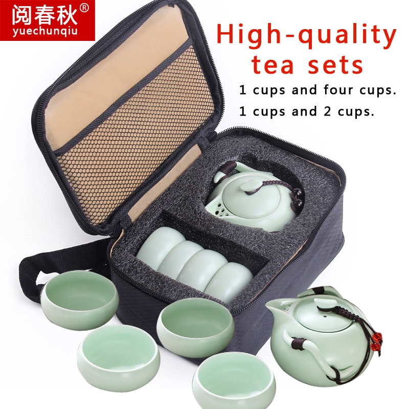 Portable Penguin, One Pot, Four Cups Travel Tea Set, Teapot, Teacup, Teapot, Teacup