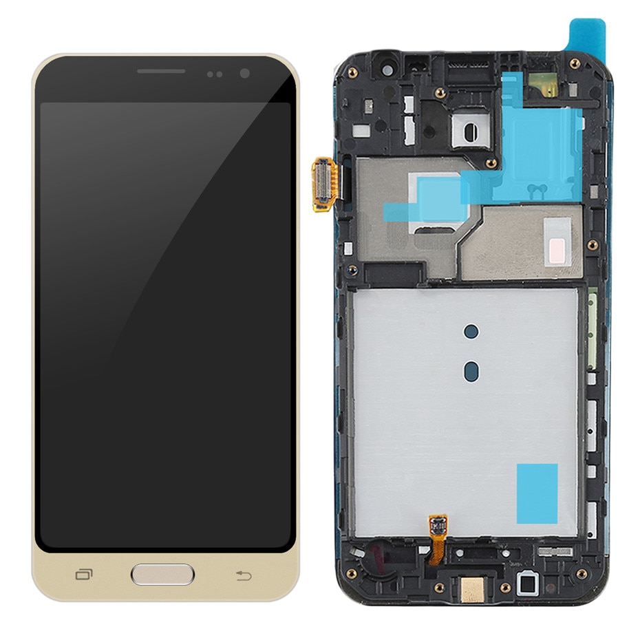 SZMUGUA SM-J320FN/F/M/H/DS pour Samsung Galaxy J3 J320 écran LCD + écran tactile J320F J320FN J320H J320M ajuster la luminosité: gold with Frame