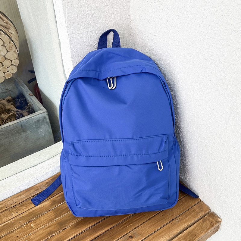 Waterproof Nylon Women Backpack Female Travel Bag Backpacks Schoolbag for Teenage Girls Solid Color Bookbag: Blue