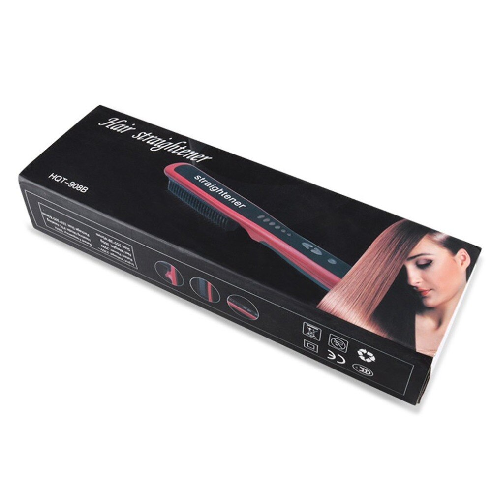 Durable Electric Straight Hair Comb Brush LCD Heated Ceramic Hair Beard Straightening Brush EU/US/UK/AU Plug Hair Straightener