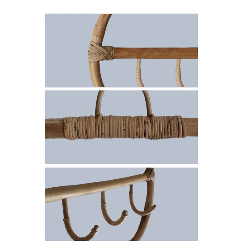 Rattan Wand Haken Kleidung Hut Hängen Haken Häkeln Nordic Vintage Tuch Halter Organizer Kleiderbügel Decor für Home Hotel Wohnheim Dekor