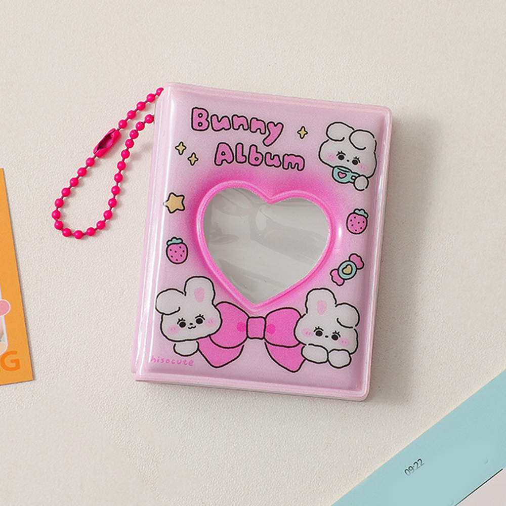 Mini livre de collecte de Photos de dessin animé, petit Album Photo de 2 pouces, pendentif en PVC, porte-carte décoratif mignon avec porte-clés imprimé ours