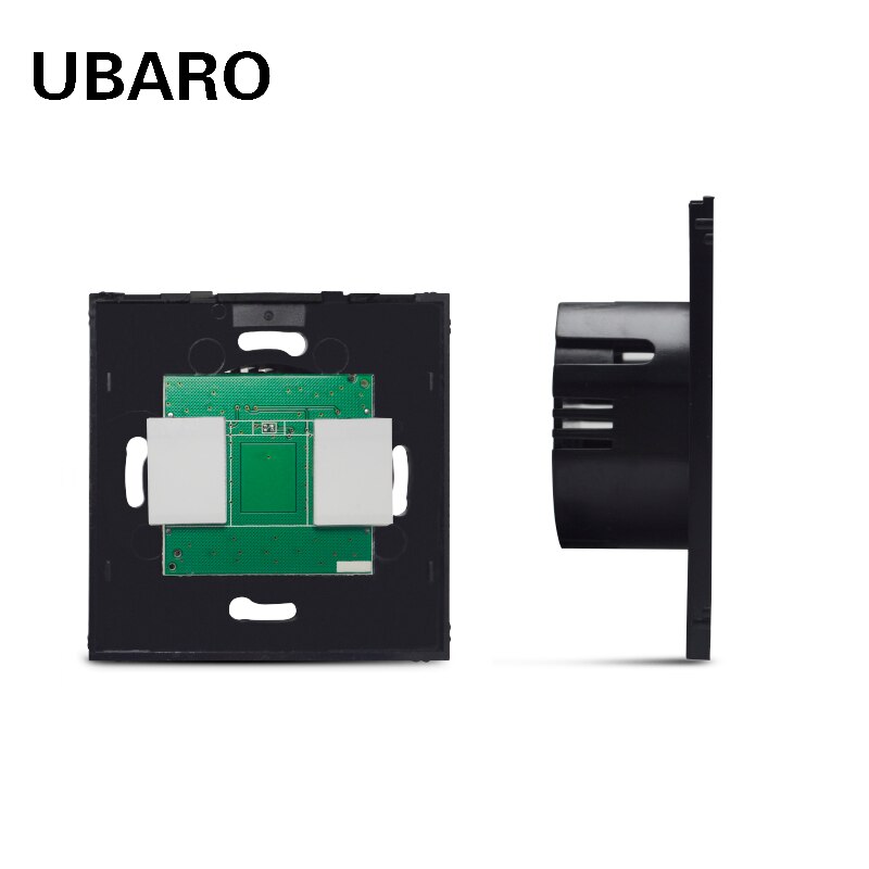 UBARO EU/UK Interruptor táctil de pared de cristal sin Material PC carcasa negra de 2 vías