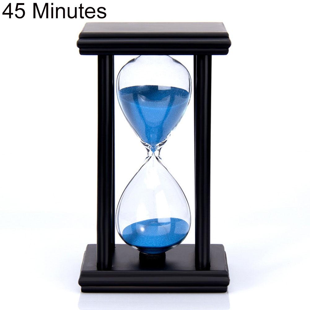 Relógio de areia de madeira, ampulheta de vidro, temporizador de cozinha, escola, decoração de casa, enfeites de mesa, brinquedo educacional para crianças, 45/60min: Black  Blue 45Min