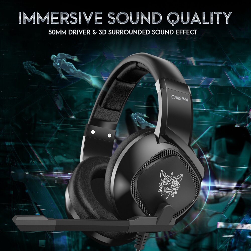 ONIKUMA K19 3.5mm Wired Gaming Headset with Mic casque Camo PC Stereo Headphones LED Light for Xbox One/Laptop Tablet/Phone