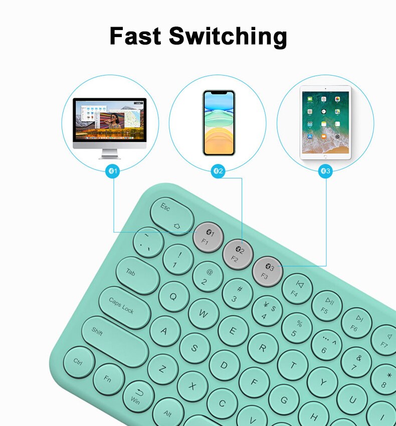 Bluetooth Silent Mini Gaming Keyboard Mouse Combo Round Button Magic Wireless Keyboard Mouse Kit For iPad iPhone Phone HP Laptop