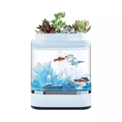 Acuario pequeño de acrílico para oficina, cuenco pequeño con 7 colores de decoloración, inteligente, táctil, poco ruido, barato: Default Title