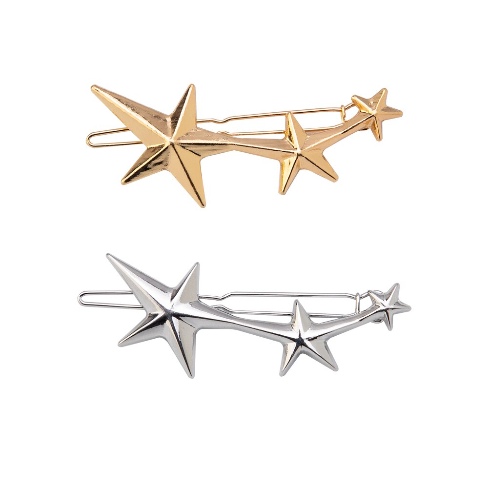 2Pcs Hollow Geometrische Haar Clip Voor Vrouwen Elegante Driehoekige Moon Star Cirkel Metalen Barrette Haarspeld Hoofd Accessorie: set 11