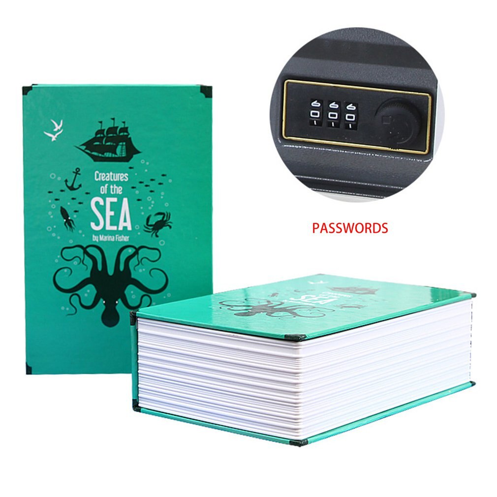 Safe Deposit Box Mini Home Storage Box Safe Cabinet Craft Book Password Key Box Insurance Box: Ocean World Password