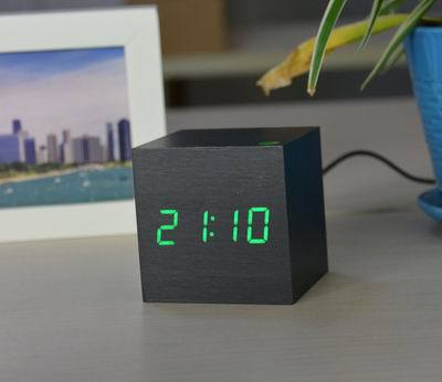 FiBiSonic Upgrade LED Alarm Clock,despertador Temperature Sounds Control LED display desktop Digital table clocks: black green