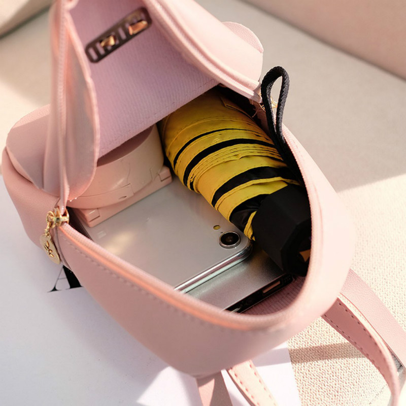 luxe cuir PU Kawaii mignon sac sacs à dos femmes Mini sac à dos boucle douce sacs d'école pour filles nœud-noeud pochette