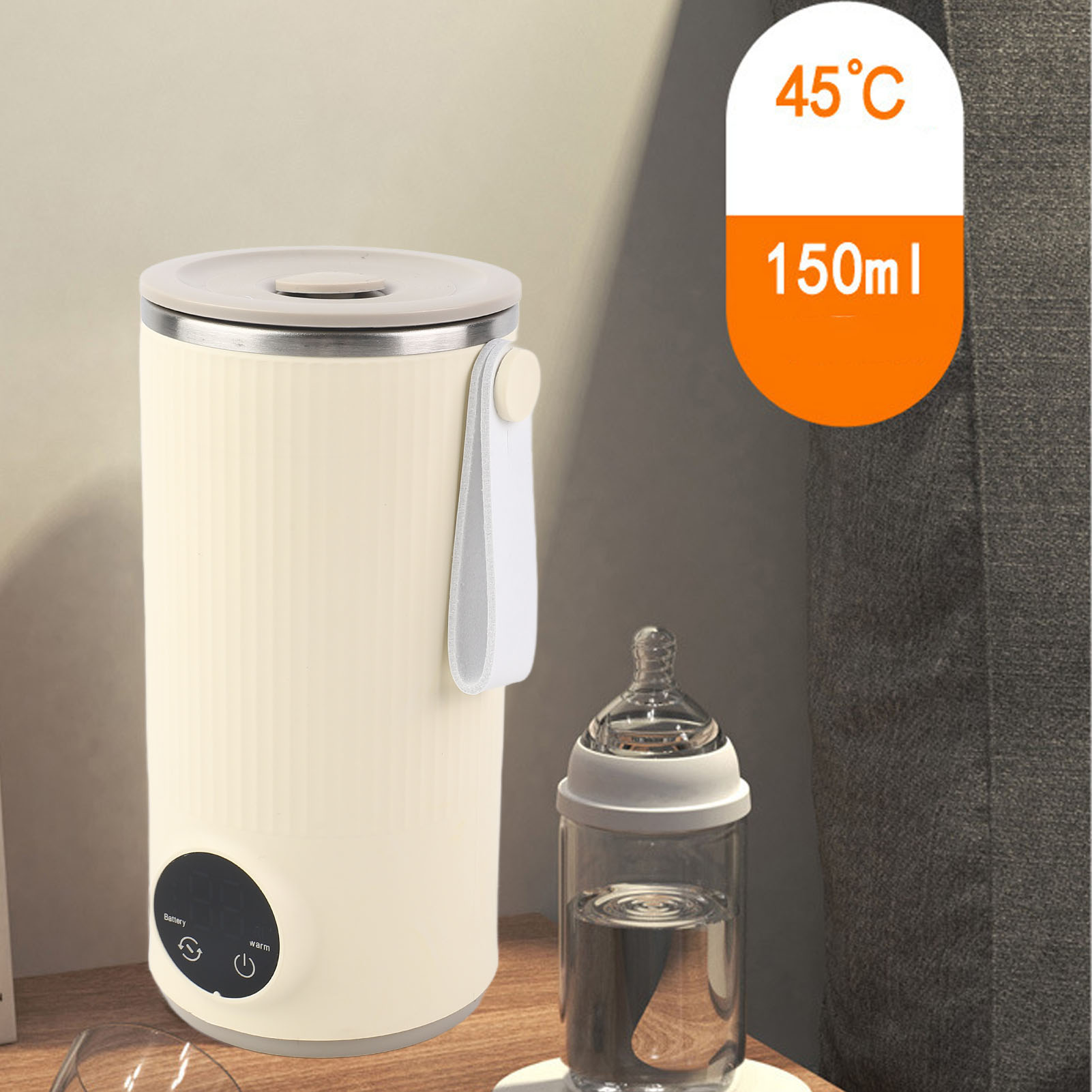 Sladdlös vattenkokare i rostfritt stål, 400ml/6000 mah, bärbar resevattenkokare, snabb uppvärmning , 55 °c, laddningsbar för utomhusbruk