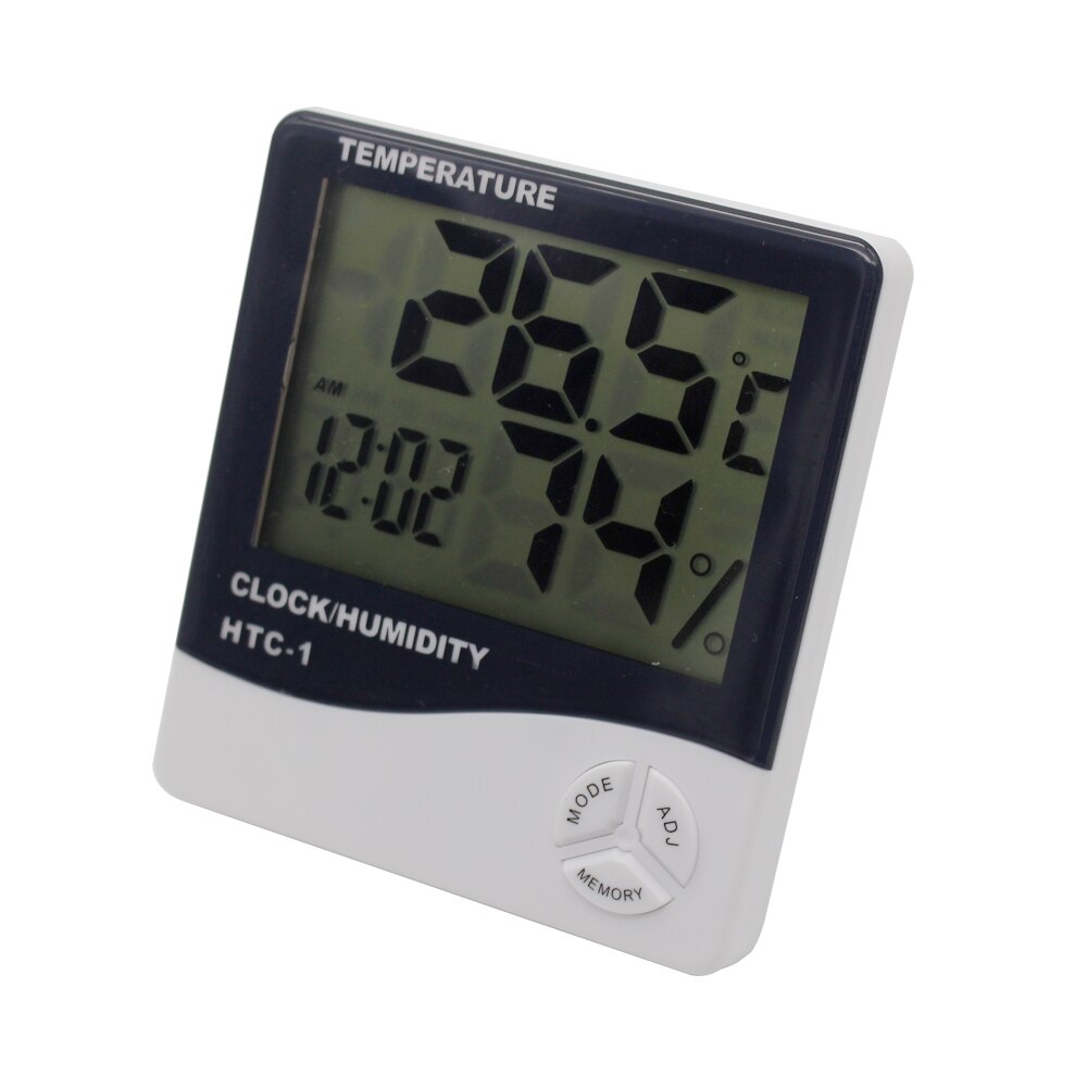 Lcd digital temperaturfugtighedsmåler htc -1 htc -2 indendørs udendørs hygrometer termometer vejrstation med ur: Htc -1