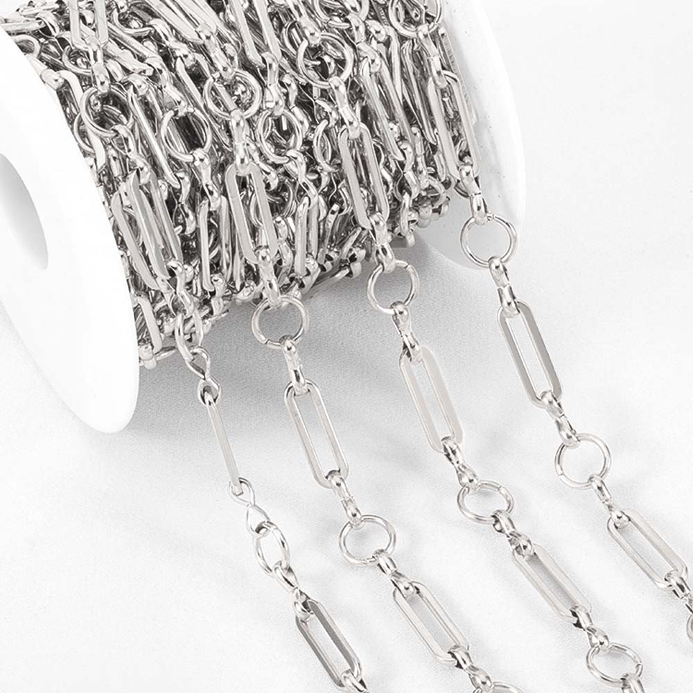 1Meter Stainless Steel Chain Link Long Circular Ring Cross Round Ring Chain for DIY HipHop Punk Jewelry Making Necklace Bracelet: Dark Grey
