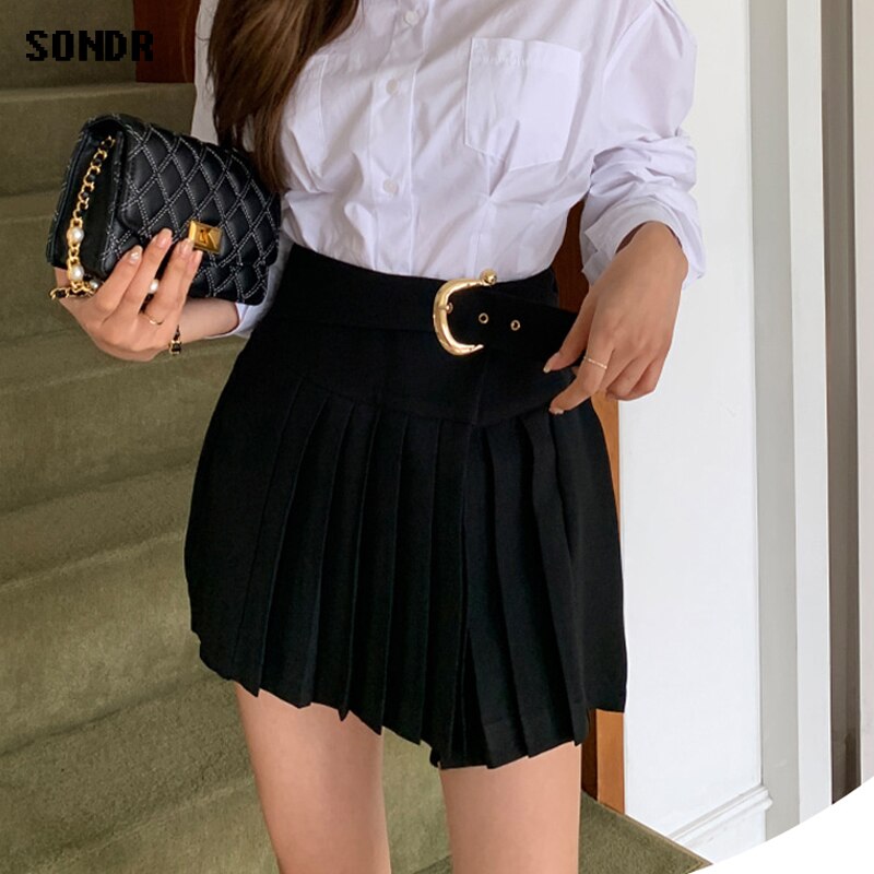 Conjunto de dos piezas de ropa para mujer, chaqueta de manga larga y Falda plisada de cintura alta, ajustadas coreanas, primavera y otoño,