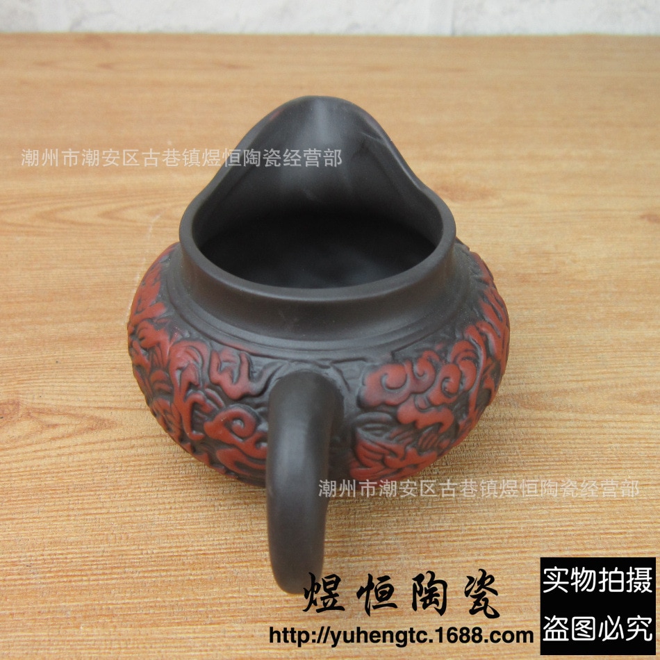 Yixing fair kop antik relief drage tekande kungfu tesæt tilbehør 180ml