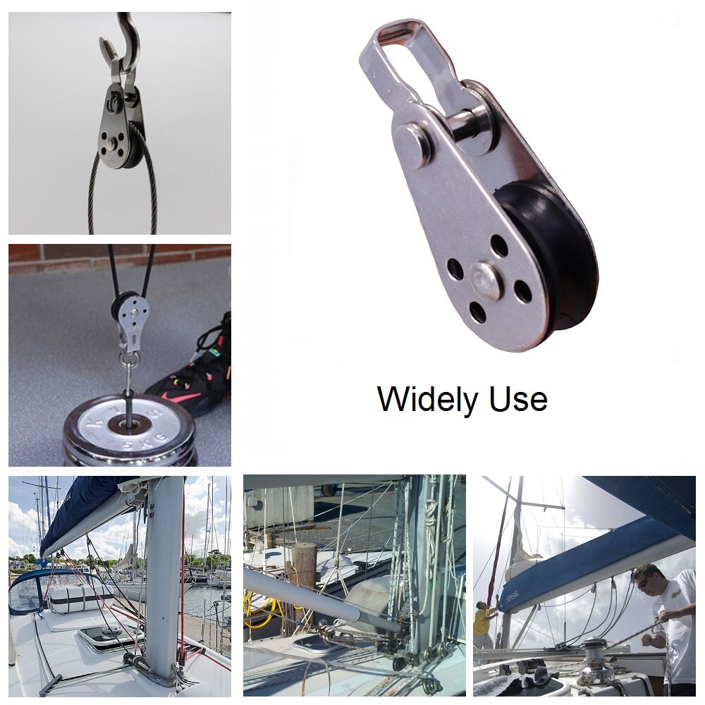 5PCS Stainless Steel 316 Pulley 60mm Wire Rope Crane Pulley Block Hanging Wire Towing Wheel For 2mm To 8mm Rope