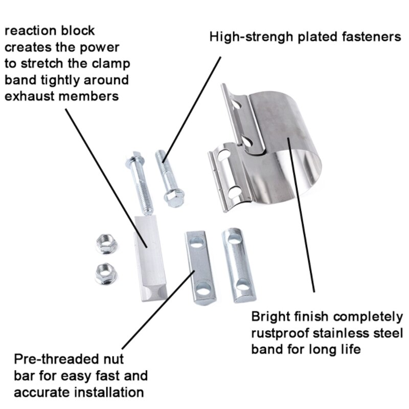 Collier d&#39;échappement universel modifié en acier inoxydable, 2.5 pouces, 63MM, pour voiture