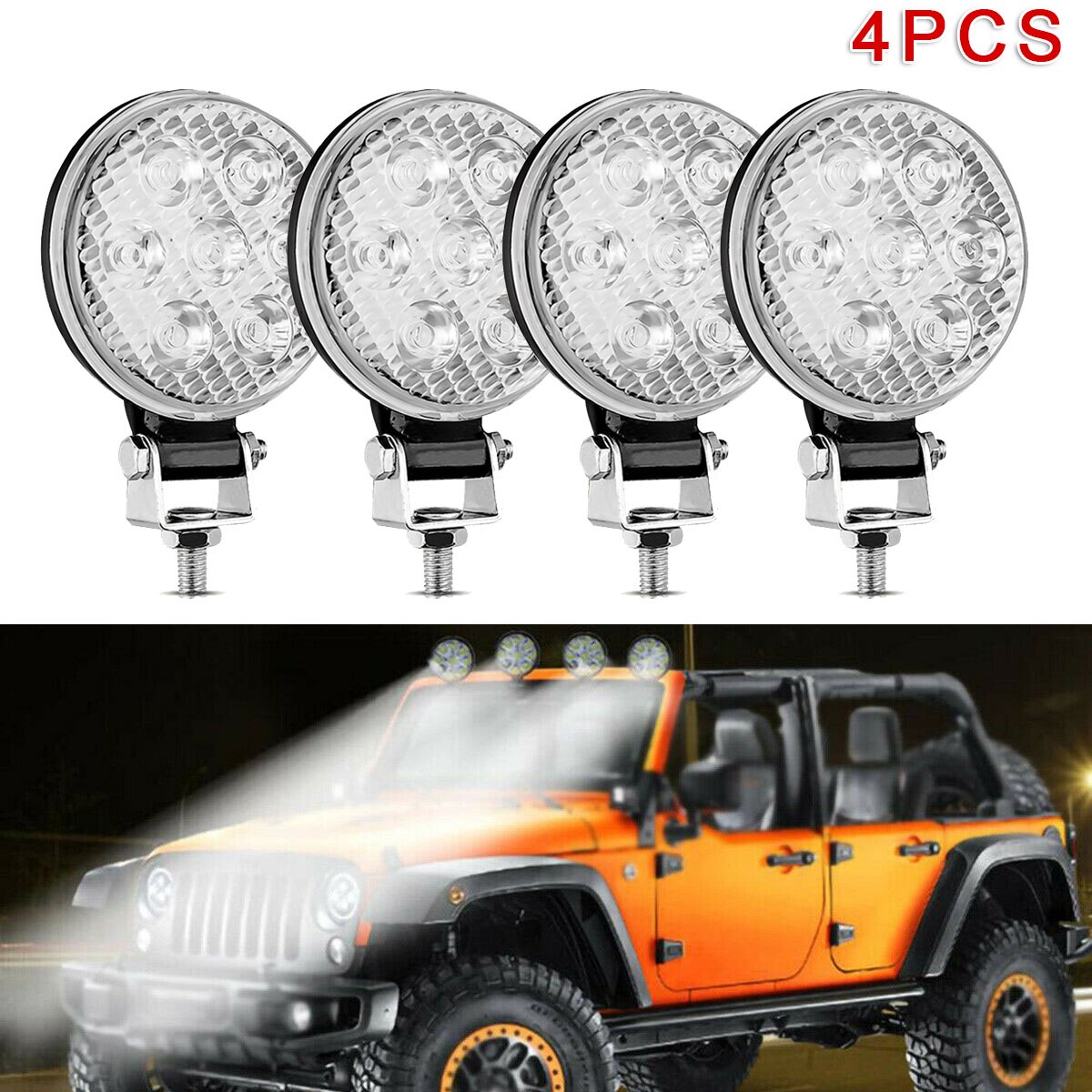Foco LED de trabajo lámpara de coche y camión impermeable IP67 motocicleta blanca Universal: 4pcs