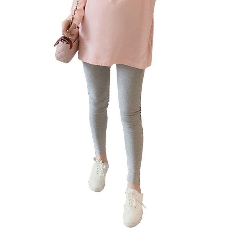 Graviditets leggings efterårsbukser sidebogstavtryk strikkede leggings barsel efterår og vinter graviditetstøj 3xl