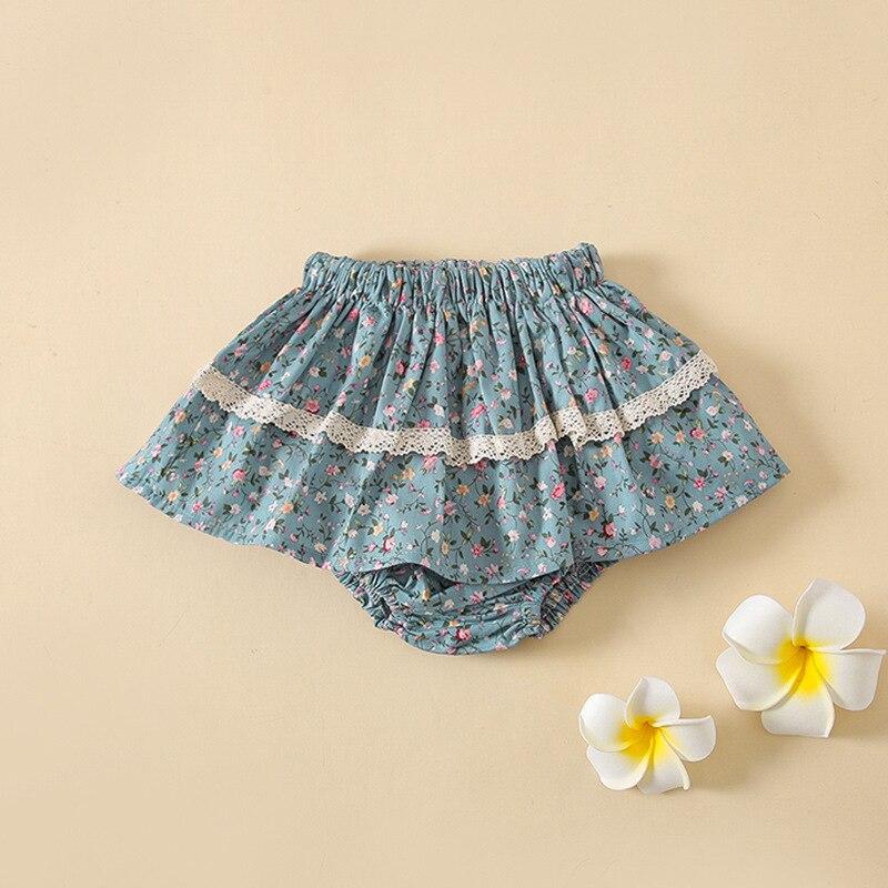 2227a Koreaanse Meisje Rok 2022 Zomer Baby Bloemen Rok Lotusblad Kant Brood Broek Bloemen Taart Rok Leuke Lantaarn shorts