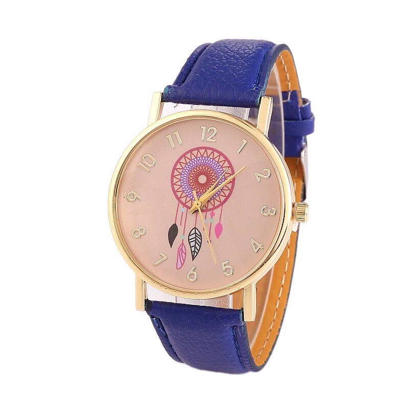 Reloj atrapasueños de para mujer, relojes casuales, de cuero, de cuarzo, LZ4097: Azul