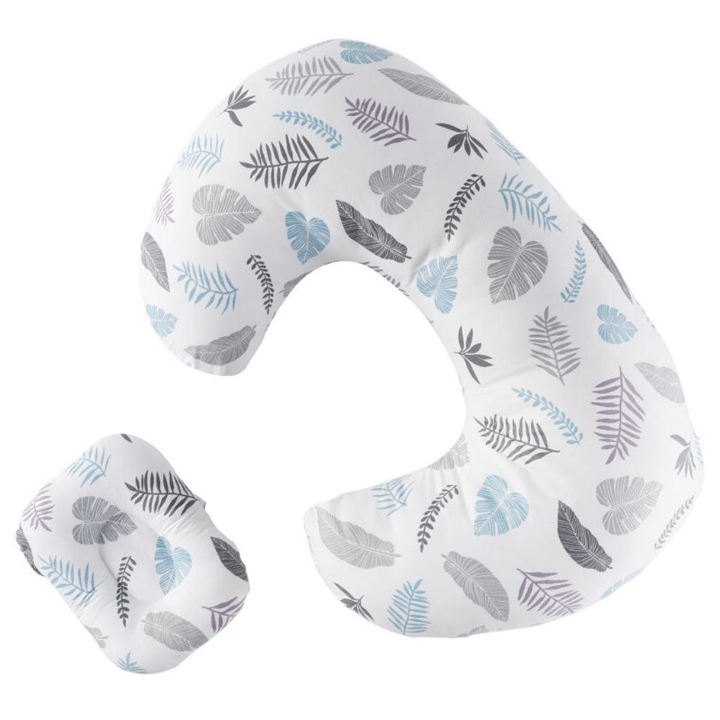 Cuscino per allattamento Comfort multifunzione lettino per bambini supporto posizionatore per allattamento in cotone mobile per bambini mamma: Gray Leaf