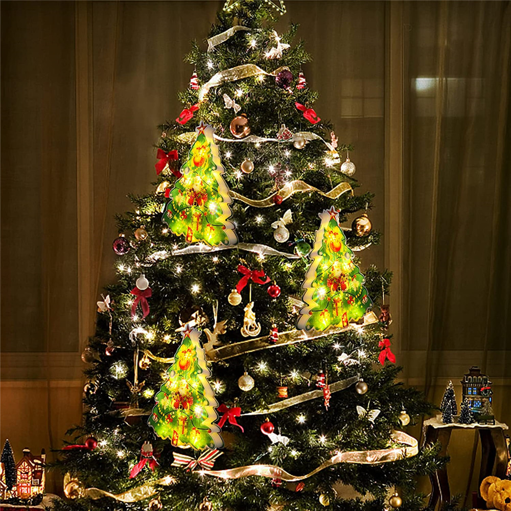 Lampe suspendue pour arbre de noël, bonhomme de neige, père noël, fenêtre, avec ventouse, crochet, pour nouvel an, , décoration intérieure et extérieure