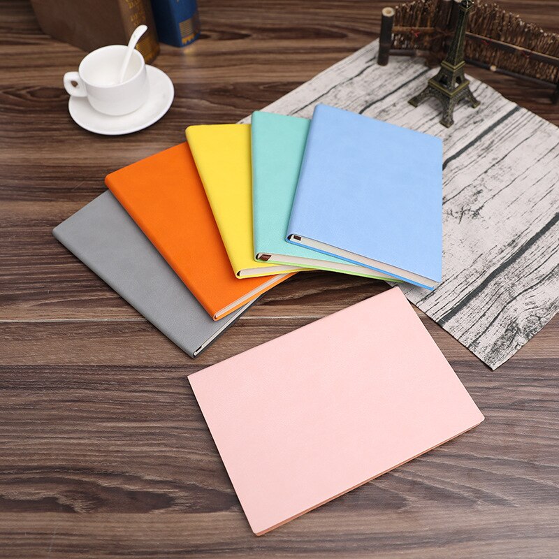 Simple business office PU leather notebook student a5 a6 b5 soft copy notebook