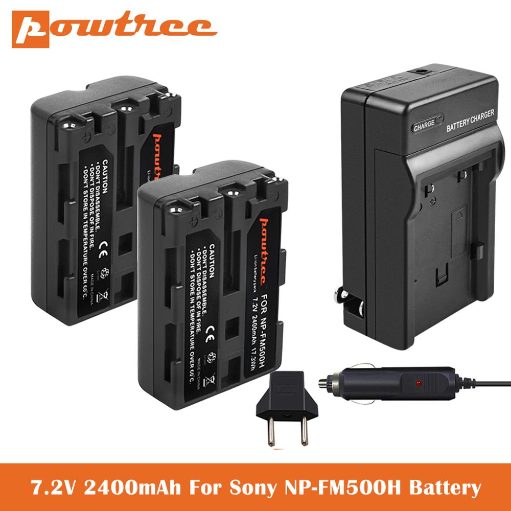 2,4 Ah NP-FM500H Ersatz Batterie + USB Ladegerät für Sony Alpha A57 A58 A65 A77 A99 A550 A560 A580 A700 a850 A900 Sony SLT a99 II: 2X Battery-Charger