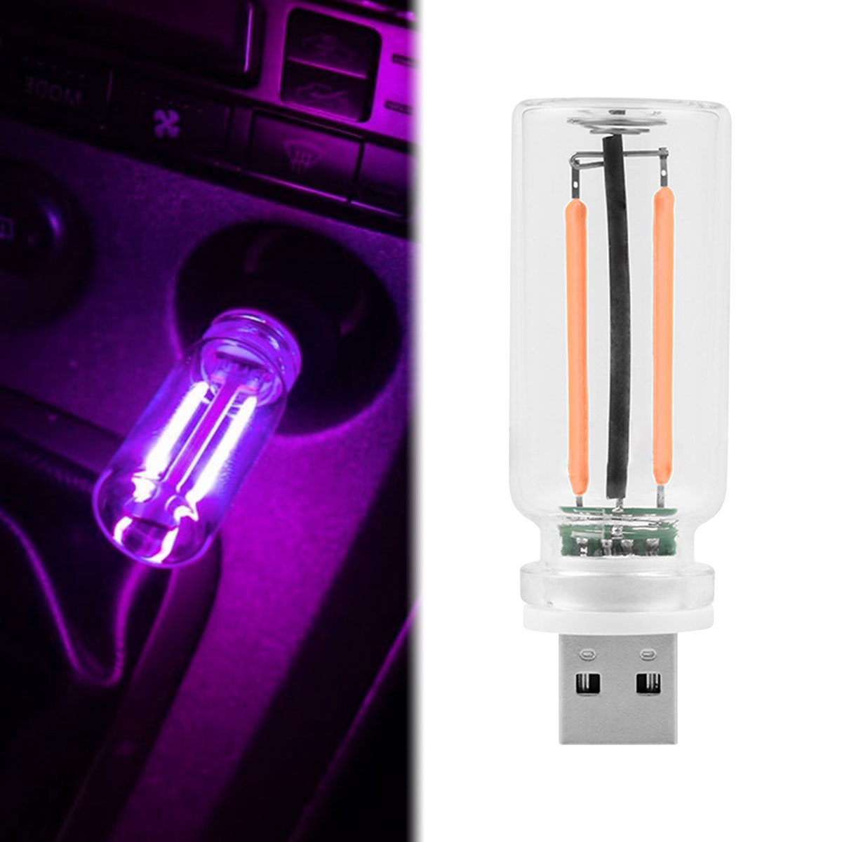 USB Nachtlicht Touch Dimmen LED Glühlampe Glühlampe Auto Innenbeleuchtung Atmosphäre Lampe für Party Zimmer Auto: Kristallblau