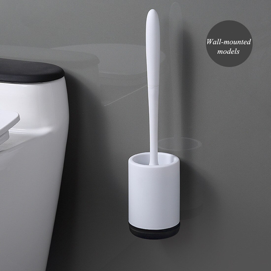Toiletborstel met lange steel en zachte haren, toiletborstel zonder perforatie, zachte lijmborstel