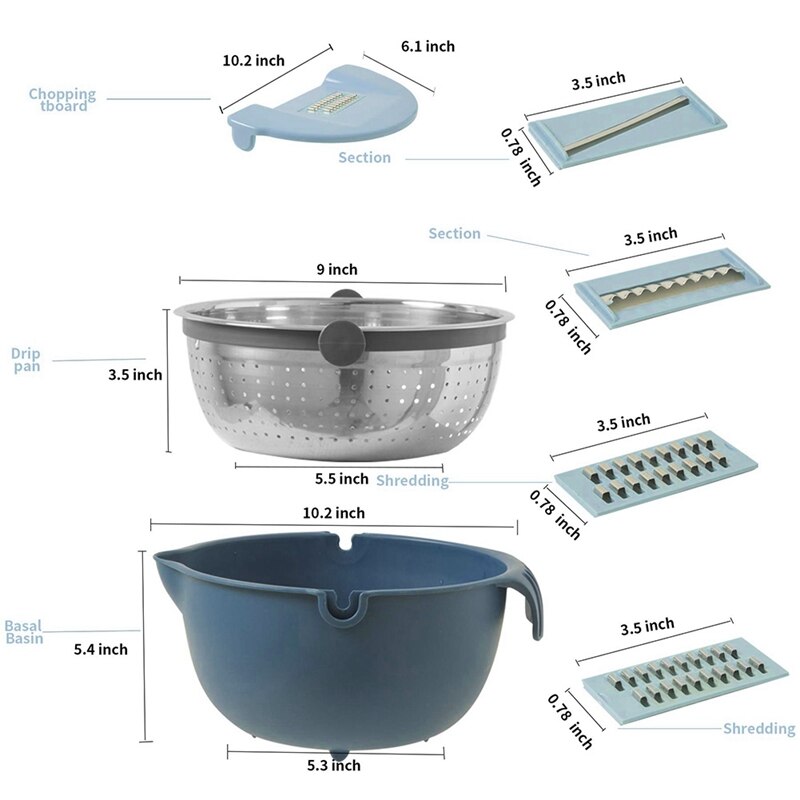 Potato Slicer, Multi Blade Adjustable,Slicer Cheese Potato with Drain Basket -Best Veggie Shredder Grater Set(1 PCS)