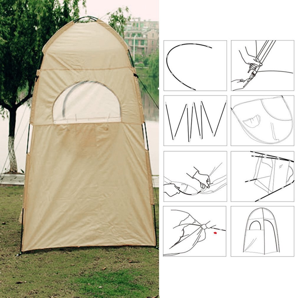 Tragbares outdoor-campingzelt mit dusche, bad, umkleidekabine, zeltunterstand, camping-strand-toilette, privatsphäre
