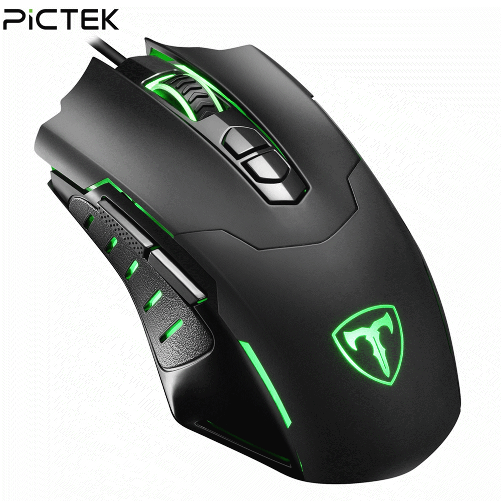 PICTEK 7200 DPI Wired Gaming Mouse Gamer Mice Mause 5 Levels Adjustable PC Gaming Ergonomic Mouse for Computer Laptop