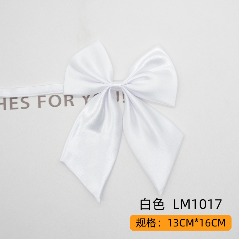 Women Bowties Solid Color Large Bowknot Simulated Silk Butterfly Necktie Shirt Accessories Event Performance Bank Hotel Bow Ties: WHITE