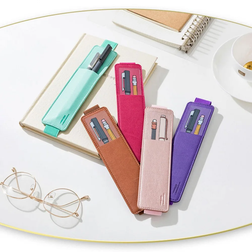 Leren Pennen Etui - Elastische Gesp Notitieboek Hoes - School & Kantoor Schrijfwaren