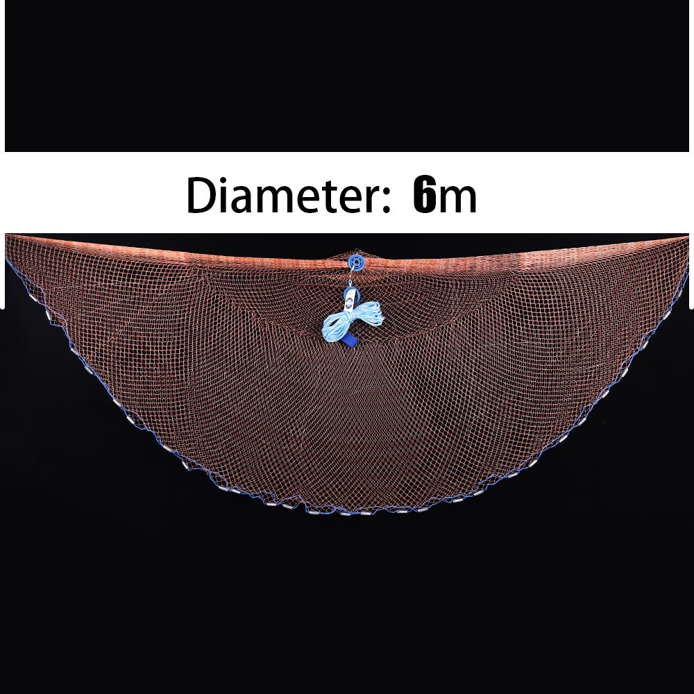 Casting Net Catch Fishing Net USA Cast Nets Throw Fly Fishing Network Diameter 2.4m-7.2m Small Mesh or Without Sinker: Diameter 6.0m