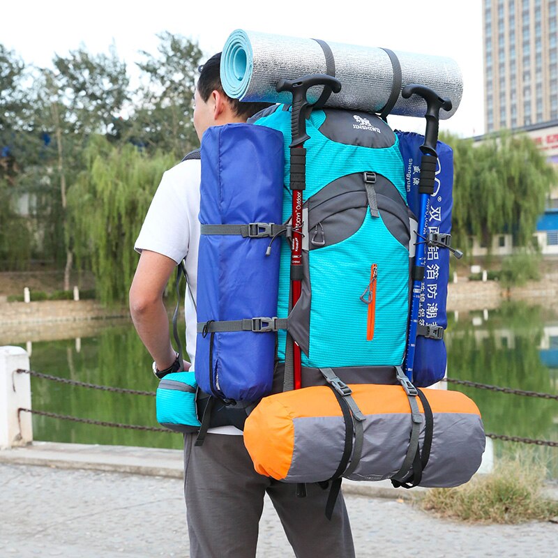 60l store kapacitet camping vandre rygsække letvægts udendørs sports taske vandtæt rygsæk mand rejse rygsæk legering støtte