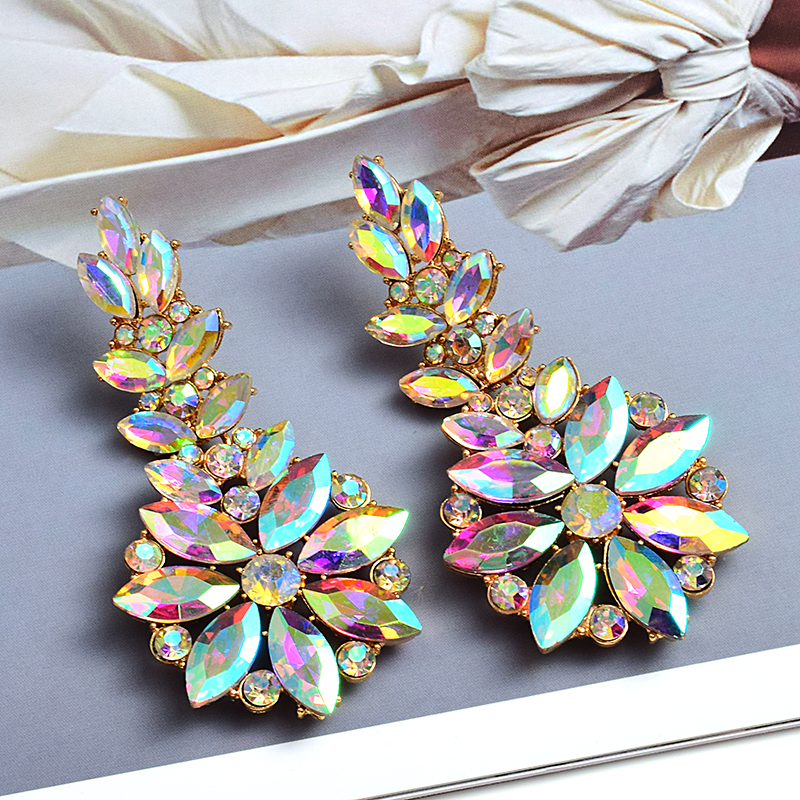 Cercei lungi din metal colorati cu cristale strasuri inalte accesorii de bijuterii pentru femei: Ab