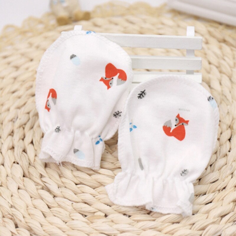 1 paire -né bébé fille/garçon Anti-saisir gant infantile dessin animé motif Protection visage coton Anti rayures gants