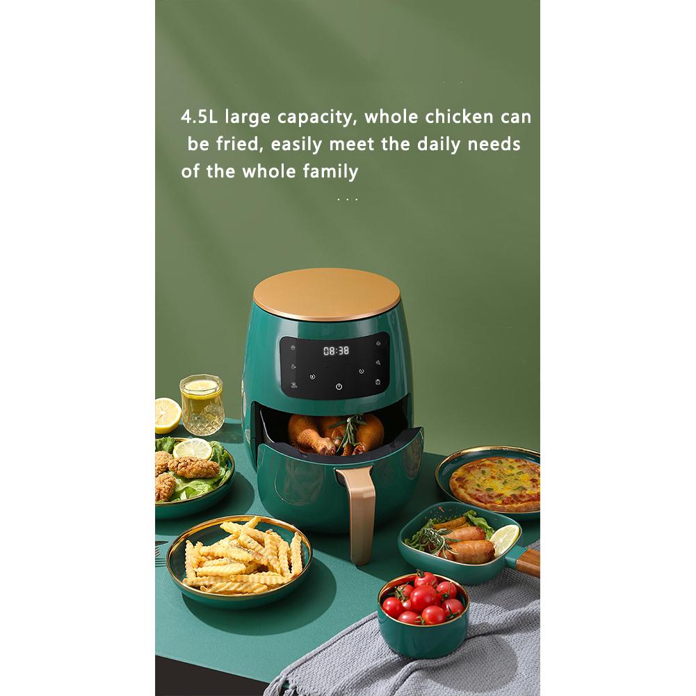 4.5L 1400W Air Fryer Oil free Health Fryer Cooker LED Deep Fryer With Anti-skid Handle Non-fume Touch Screen Smart Oven Bake
